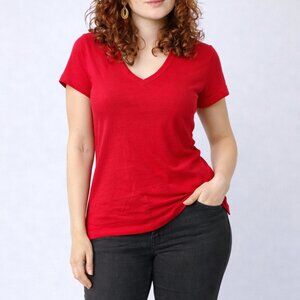 Faded Glory Red V-neck Basic Tee - Womens M (8-10)
